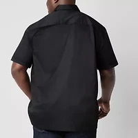 Shaquille O'Neal XLG Satin Utility Mens Short Sleeve Regular Fit Big and Tall Button-Down Shirt