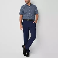 Stafford Linen Blend Mens Short Sleeve Regular Fit Button-Down Shirt