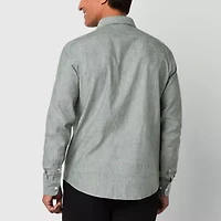 Stafford Linen Blend Mens Long Sleeve Regular Fit Button-Down Shirt