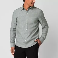 Stafford Linen Blend Mens Long Sleeve Regular Fit Button-Down Shirt