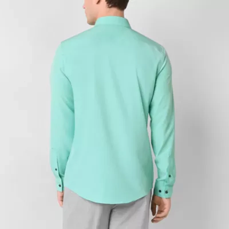 J. Ferrar 360 Stretch Performance Mens Long Sleeve Regular Fit Wrinkle Free Button-Down Shirt