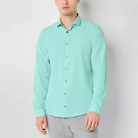 J. Ferrar 360 Stretch Performance Mens Long Sleeve Regular Fit Wrinkle Free Button-Down Shirt