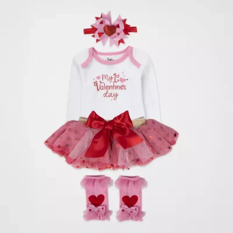 Baby Essentials First Valentines Day Girls 4-pc. Skirt Set