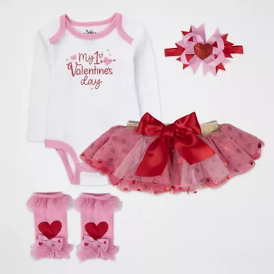 Baby Essentials First Valentines Day Girls 4-pc. Skirt Set