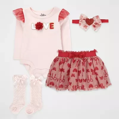 Baby Essentials Valentines Day Girls 4-pc. Skirt Set