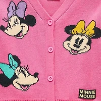 Happy Threads Toddler Girls V Neck Long Sleeve Button Minnie Mouse Cardigan