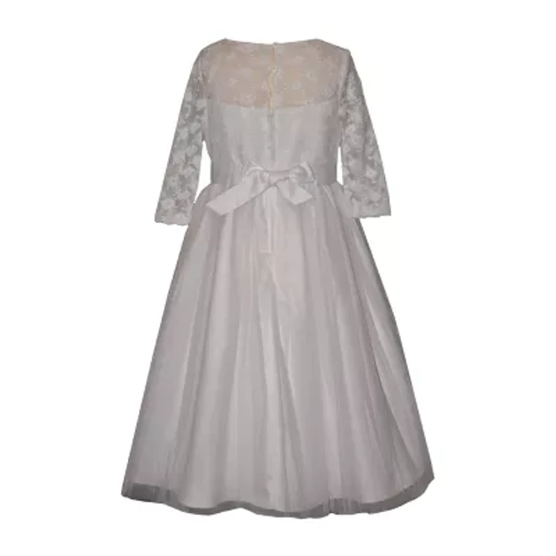 Bonnie Jean Little & Big Kid Girls 3/4 Sleeve Lace Flower Girl Fit + Flare Dress