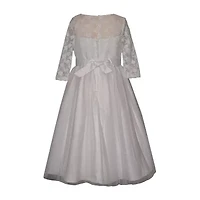 Bonnie Jean Little & Big Kid Girls 3/4 Sleeve Lace Flower Girl Fit + Flare Dress