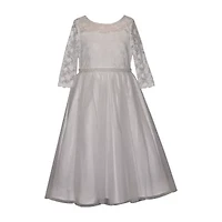 Bonnie Jean Little & Big Kid Girls 3/4 Sleeve Lace Flower Girl Fit + Flare Dress