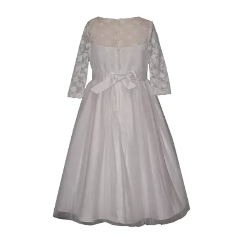 Bonnie Jean Little & Big Kid Girls 3/4 Sleeve Lace Flower Girl Fit + Flare Dress