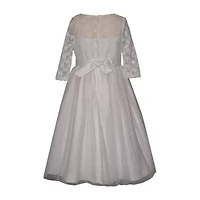 Bonnie Jean Little & Big Kid Girls 3/4 Sleeve Lace Flower Girl Fit + Flare Dress