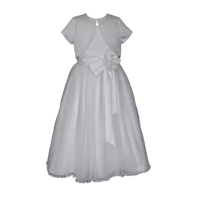 Bonnie Jean Little & Big Kid Girls Short Sleeve Cap Satin Fit + Flare Dress