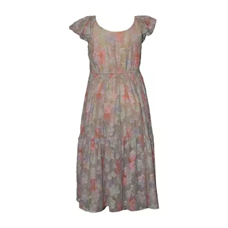 Bonnie Jean Big Kid Girls Short Sleeve Flutter A-Line Dress