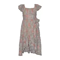 Bonnie Jean Big Kid Girls Short Sleeve Flutter A-Line Dress