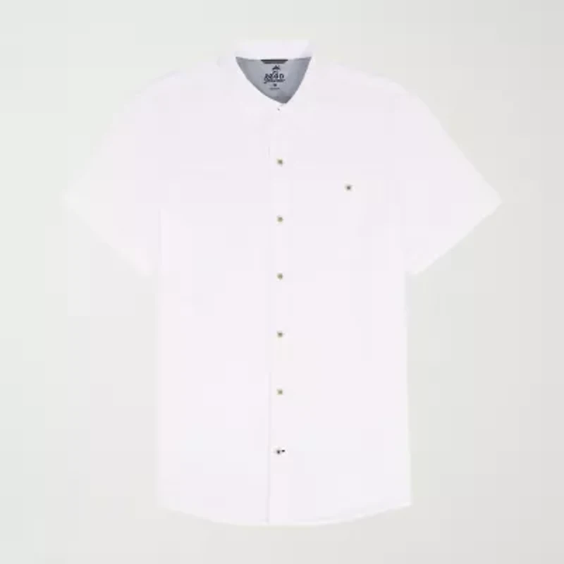 IZOD Dockside Chambray Mens Short Sleeve Classic Fit Button-Down Shirt