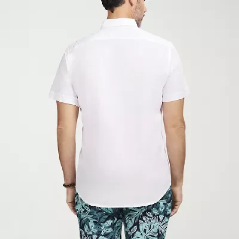 IZOD Dockside Chambray Mens Short Sleeve Classic Fit Button-Down Shirt