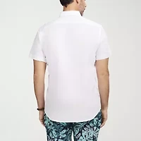 IZOD Dockside Chambray Mens Short Sleeve Classic Fit Button-Down Shirt