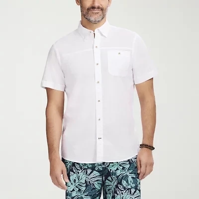 IZOD Dockside Chambray Mens Short Sleeve Classic Fit Button-Down Shirt