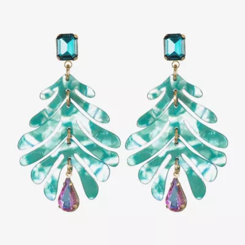 Bijoux Bar Womens Blue Glass Drop Earrings