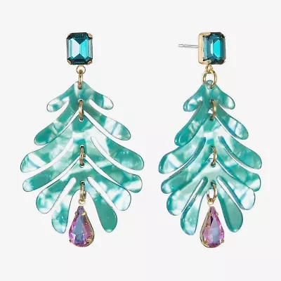 Bijoux Bar Womens Blue Glass Drop Earrings