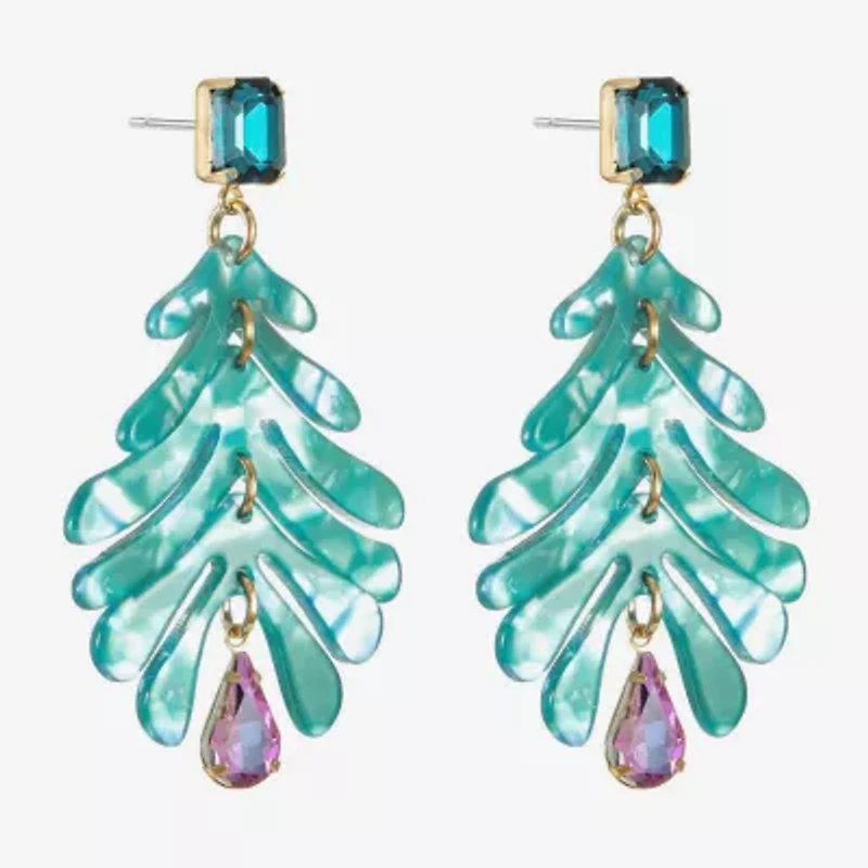 Bijoux Bar Womens Blue Glass Drop Earrings