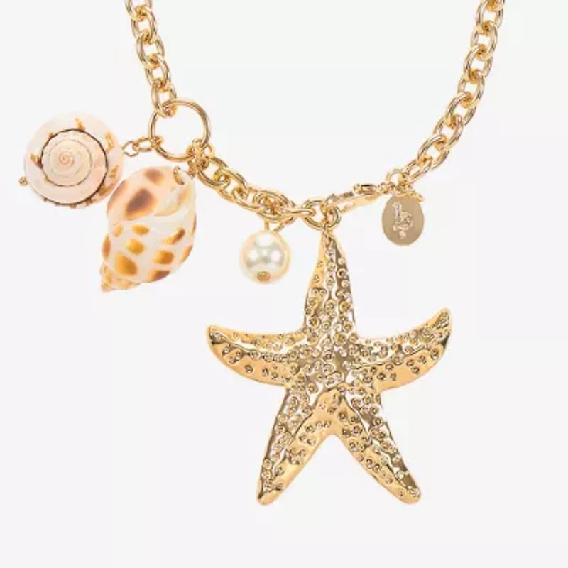 Bijoux Bar Womens Simulated Pearl Star 32 Inch Pendant Necklace