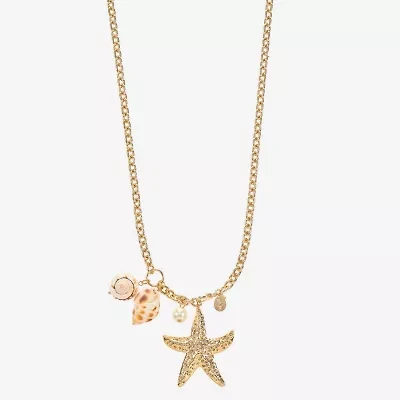 Bijoux Bar Womens Simulated Pearl Star 32 Inch Pendant Necklace