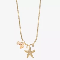 Bijoux Bar Womens Simulated Pearl Star 32 Inch Pendant Necklace