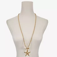 Bijoux Bar Womens Simulated Pearl Star 32 Inch Pendant Necklace
