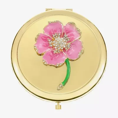 Monet Jewelry Gold Tone Flower Compact Mirror