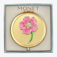 Monet Jewelry Gold Tone Flower Compact Mirror