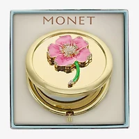 Monet Jewelry Gold Tone Flower Compact Mirror
