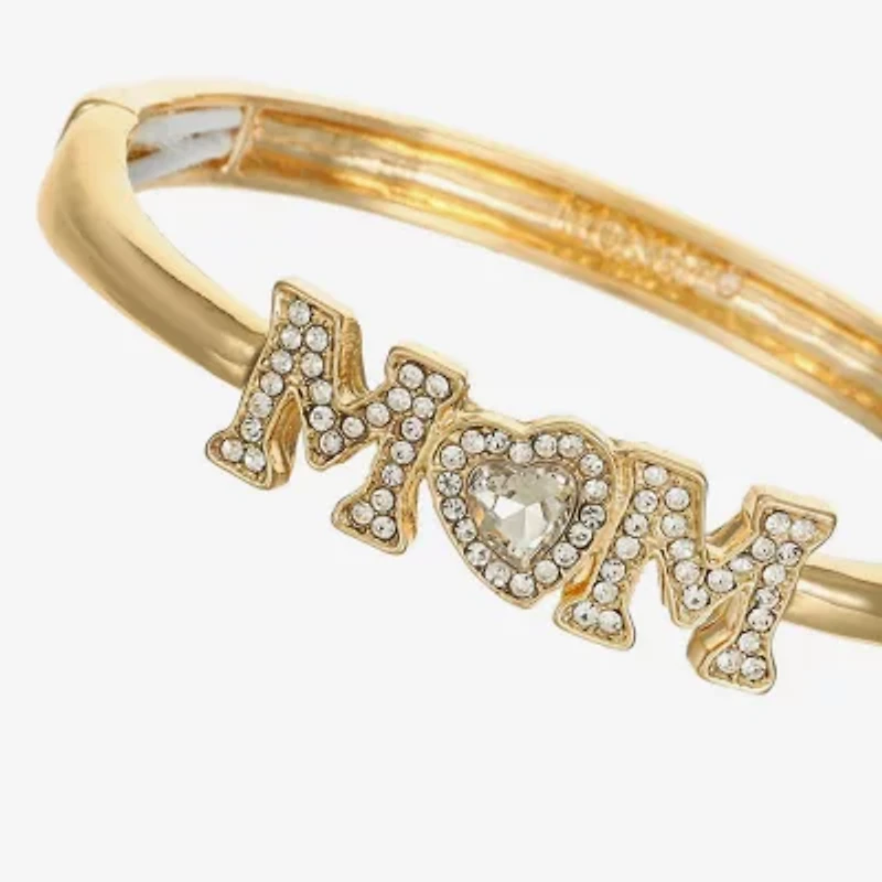 Monet Mom Womens Glass Heart Bangle Bracelet