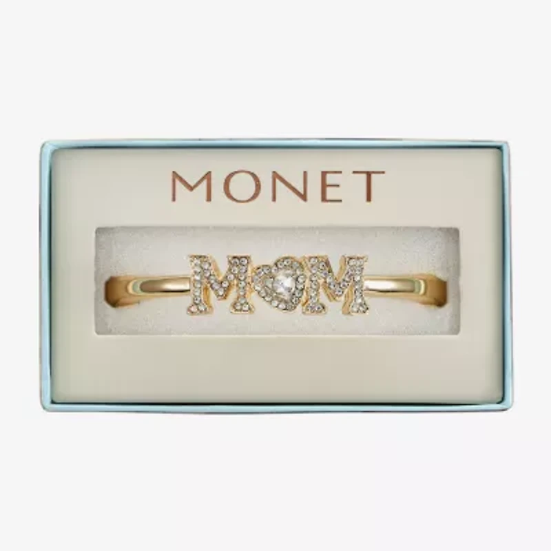 Monet Mom Womens Glass Heart Bangle Bracelet