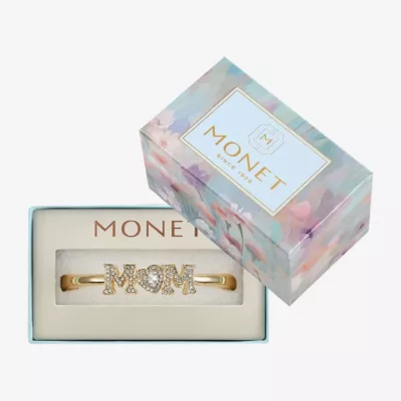 Monet Mom Womens Glass Heart Bangle Bracelet