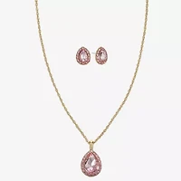 Monet Womens Pink Glass Pear 2-pc. Jewelry Set