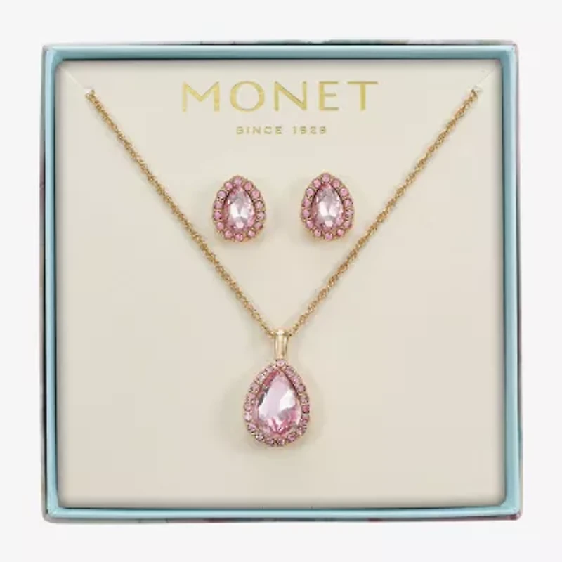 Monet Womens Pink Glass Pear 2-pc. Jewelry Set