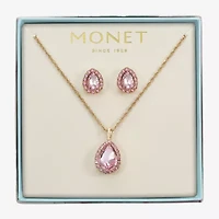 Monet Womens Pink Glass Pear 2-pc. Jewelry Set