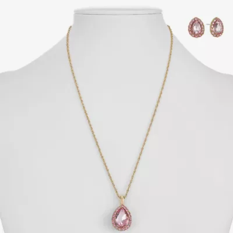 Monet Womens Pink Glass Pear 2-pc. Jewelry Set
