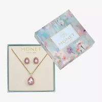 Monet Womens Pink Glass Pear 2-pc. Jewelry Set