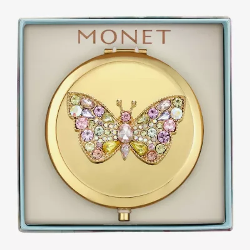 Monet Gold Tone Butterfly Compact Mirror