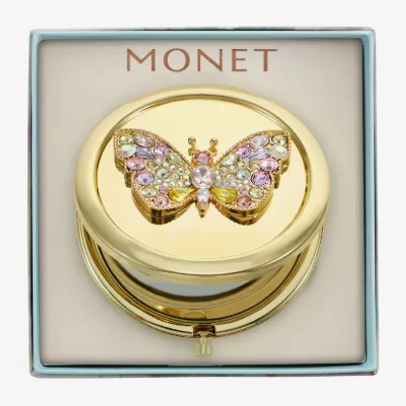 Monet Gold Tone Butterfly Compact Mirror