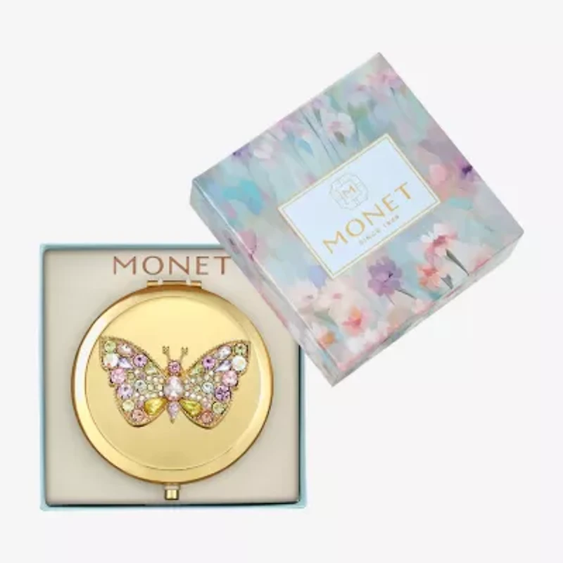 Monet Gold Tone Butterfly Compact Mirror