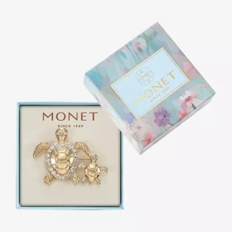 Monet Jewelry Turtle Glass Pin