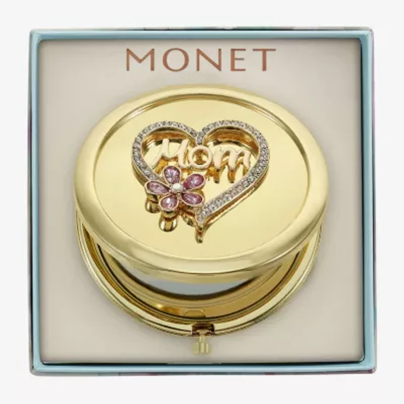 Monet Jewelry Mom Gold Tone Heart Compact Mirror