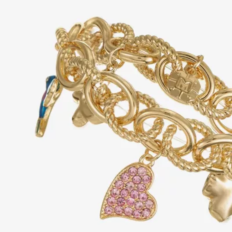 Monet Mom Womens Pink Glass Flower Stretch Bracelet