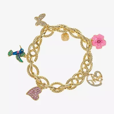 Monet Mom Womens Pink Glass Flower Stretch Bracelet