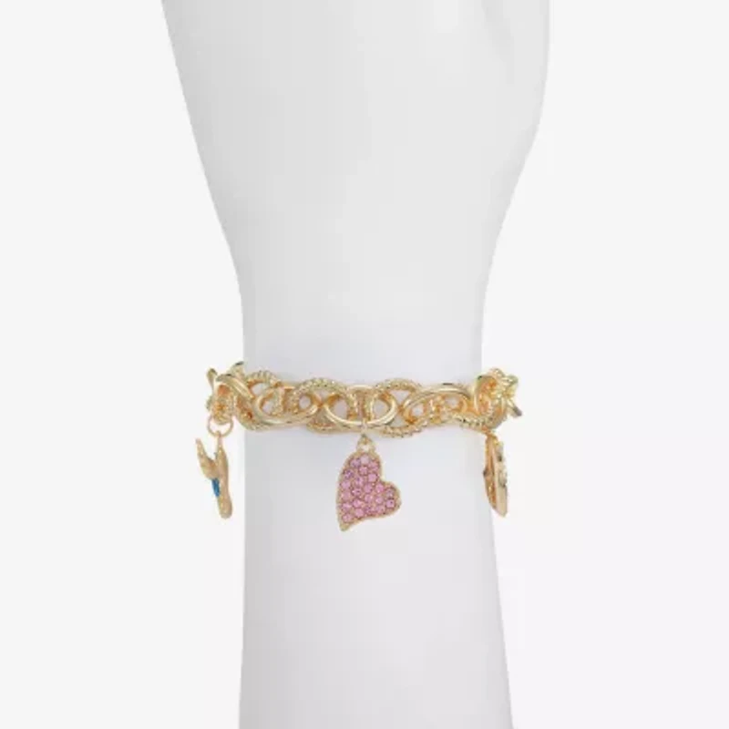 Monet Mom Womens Pink Glass Flower Stretch Bracelet