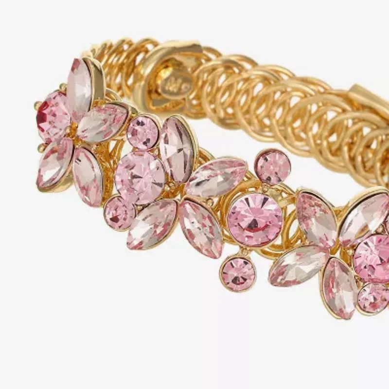 Monet Womens Pink Glass Cuff Bracelet