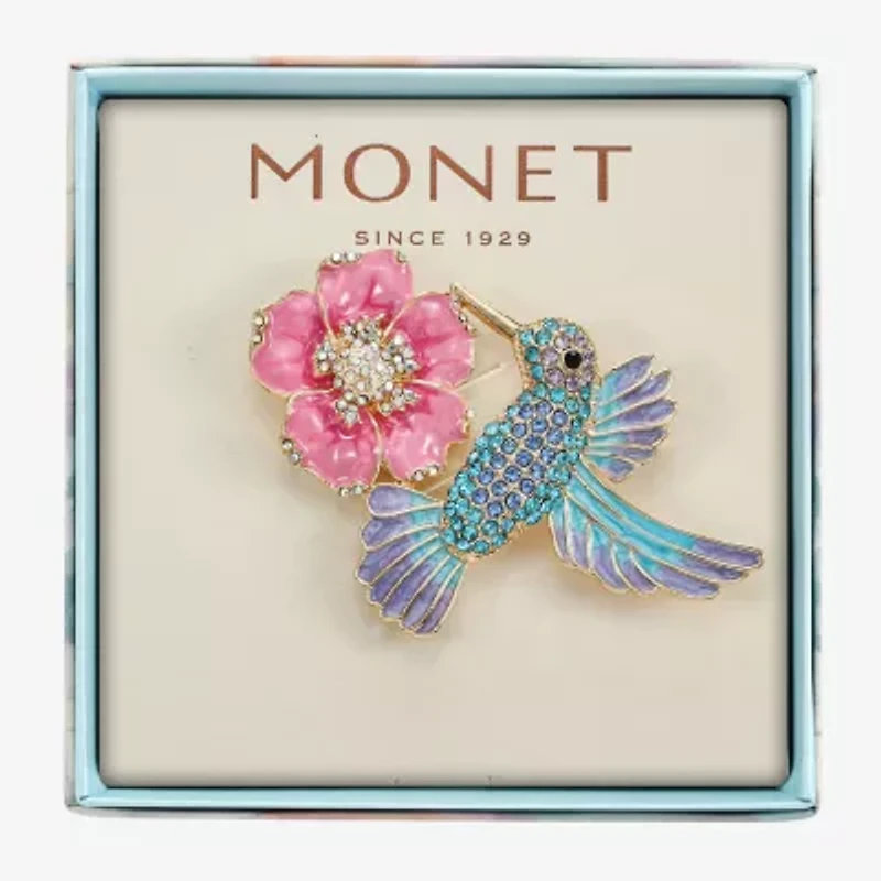 Monet Hummingbird Multi Color Glass Pin